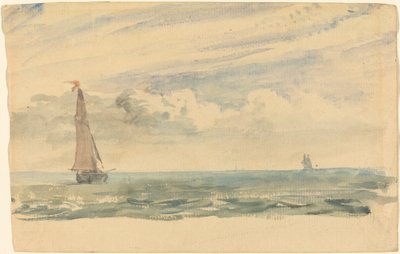 Een zeegezicht met twee zeilboten door John Constable