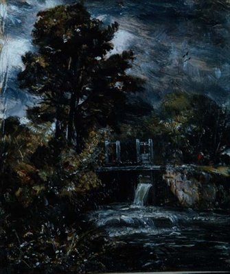 Een sluis, misschien op de Stour door John Constable