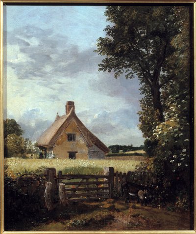 Huisje in een tarweveld door John Constable