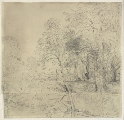 Cowdray Kasteel, gezien tussen bomen door John Constable