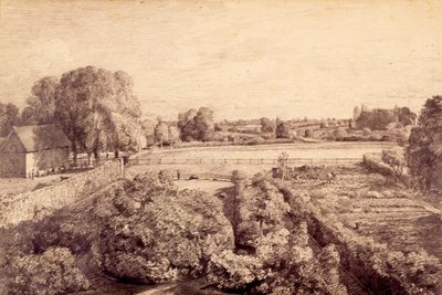 East Bergholt - Uitzicht over de moestuin van het huis van Golding Constable door John Constable
