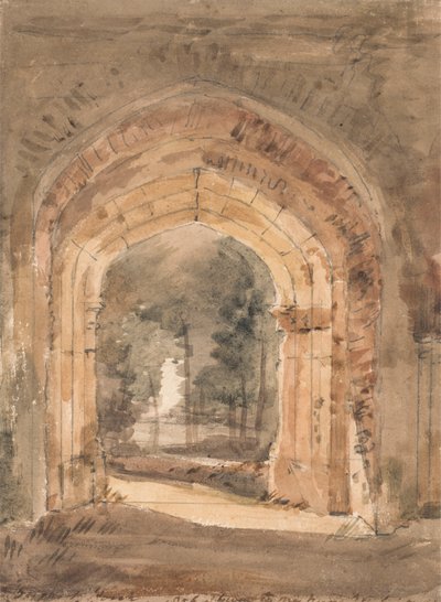 Kerk van East Bergholt, uitkijkend vanuit de zuidelijke boog van de verwoeste toren door John Constable