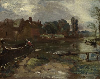 Flatford Mill vanaf de sluis, ca. 1810 door John Constable