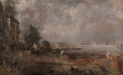 Halfgrote schets voor De opening van Waterloo Bridge (Whitehall Stairs, 18 juni 1817) door John Constable