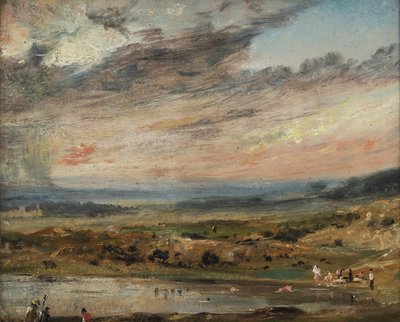 Hampstead Heath, met vijver en baders door John Constable