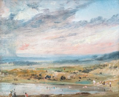 Hampstead Heath, met vijver en baders door John Constable