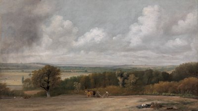 Ploegscène in Suffolk door John Constable