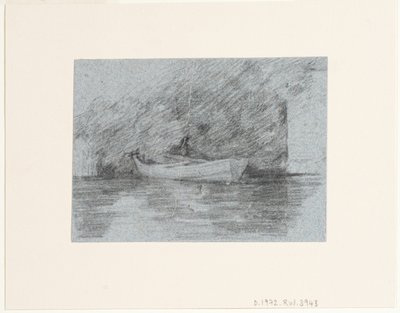 Roeiboot aangemeerd onder een oever door John Constable