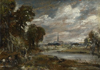 Kathedraal van Salisbury vanaf de rivier Nadder, ca. 1829 door John Constable