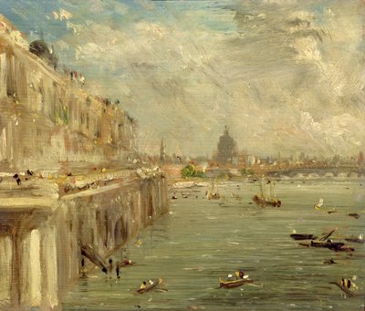 Somerset House Terrace vanaf Waterloo Bridge, c.1819 door John Constable