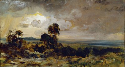 Stormachtige zonsondergang in Hampstead door John Constable