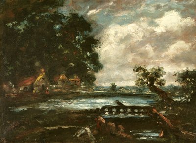 Studie voor Het springende paard (Gezicht op de Stour) (olieverf op doek) door John Constable