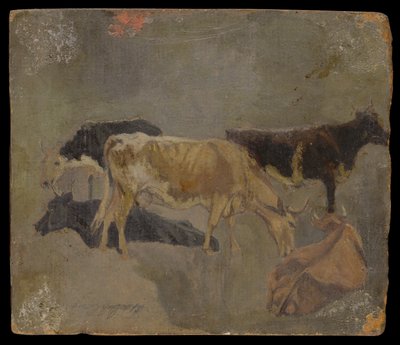 Studie van vijf gehoornde runderen (verso) door John Constable