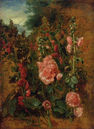 Studie van stokrozen, ca. 1826 door John Constable