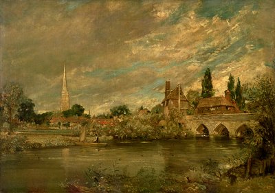 De brug van Harnham en de kathedraal van Salisbury, ca. 1820 door John Constable