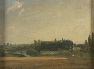 Uitzicht richting de pastorie, East Bergholt door John Constable
