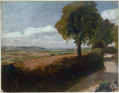Uitzicht op Dedham vanaf het pad van East Bergholt Church naar Flatford door John Constable