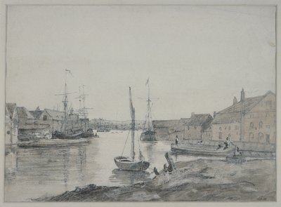Magazijnen en scheepvaart op de Orewell bij Ipswich door John Constable