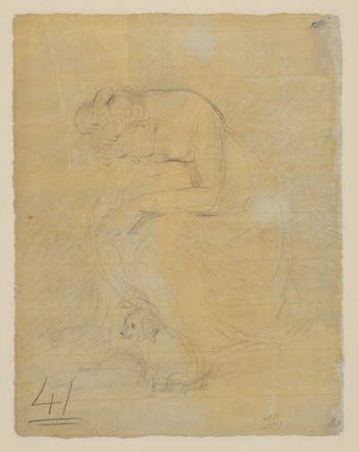 Zittende vrouw, met een hond aan haar voeten, verso, c.1806 door John Constable