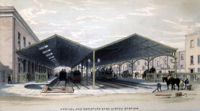 Aankomst- en vertrekhal, Londen, 1839 door John Cooke Bourne