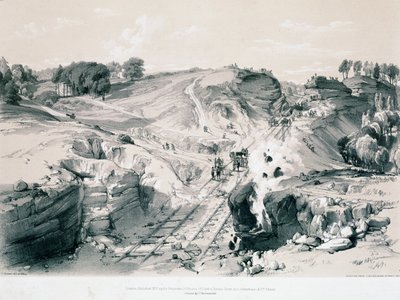 Rotsen opblazen, Linsdale, Buckinghamshire, 1830s door John Cooke Bourne