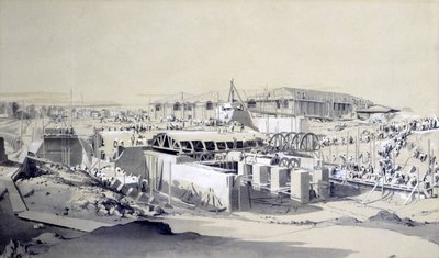 Bouw van het Stationaire Machinehuis, Camden Town, 26 april 1837 door John Cooke Bourne
