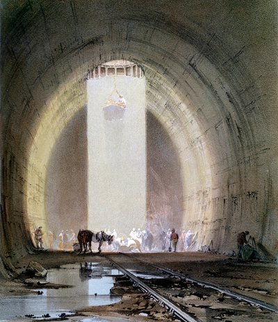 Bouw van de Kilsby-tunnel op de London & Birmingham Railway door John Cooke Bourne