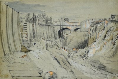 Bouw van de Londen en Birmingham Spoorweg, circa 1835 door John Cooke Bourne