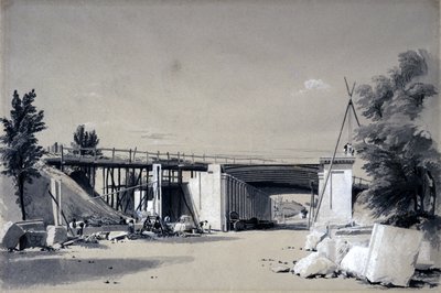 Denbigh Hall Bridge vanaf de weg, 25 juni 1837 door John Cooke Bourne