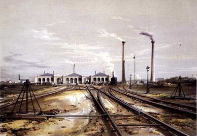 Excentriek voor verschuivende rail, locomotiefmotorhuis en stationair motorhuis schoorstenen door John Cooke Bourne