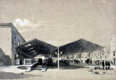 Interieur van Euston Station, mei 1837 door John Cooke Bourne