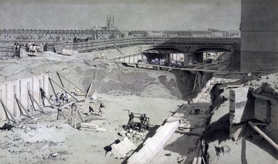 Hampstead Road Bridge, vanaf de Camden kant, 16 augustus 1836 door John Cooke Bourne