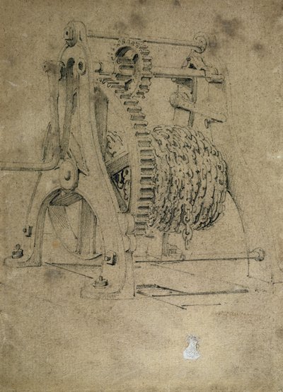 Lier of krabmechanisme voor het winden van kettingen, 1830s door John Cooke Bourne