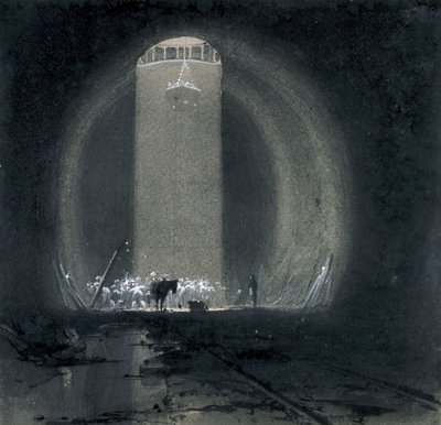 Werkschacht, Kilsby Tunnel, Northamptonshire, 8 juli 1837 door John Cooke Bourne