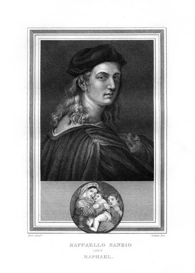 Raphael of Raffaello, meester schilder en architect van de Florentijnse School, 1825 door John Corner