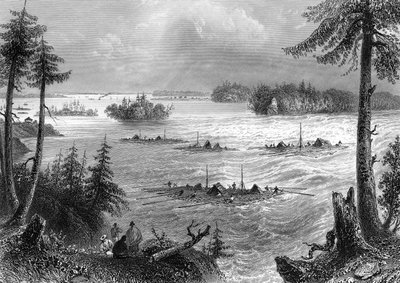 De samenvloeiing van de Ottawa en St. Lawrence rivieren, Canada door John Cousen