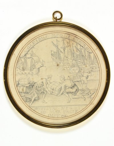 Ontwerp voor een medaille ter herdenking van de oprichting van de South Sea Company door John Croker