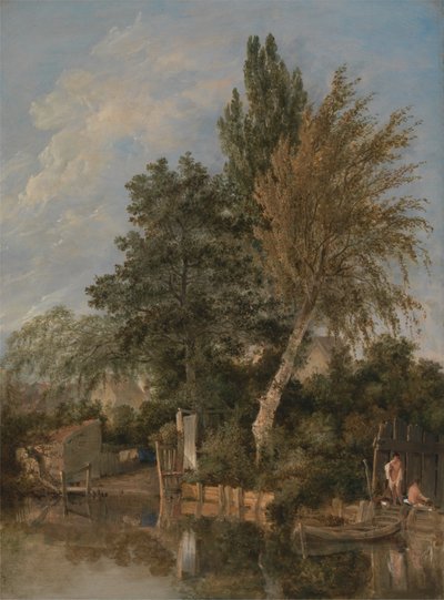 Jongens baden in de rivier Wensum, Norwich door John Crome