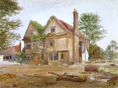 Vooraanzicht van Basing Manor House, Peckham High Street, Camberwell, Londen, 1884 door John Crowther