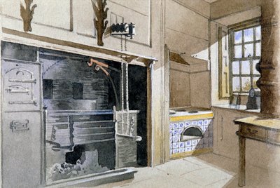 Keukenfornuis en Nederlandse oven, nr. 21 Austin Friars Street, City of London, 1885 door John Crowther