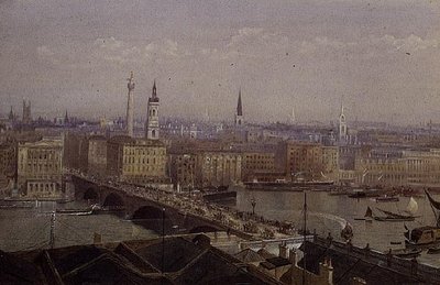London Bridge met het Monument door John Crowther