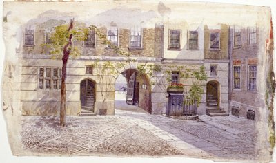 Uitzicht vanaf de ingang van Staple Inn, Londen, 1882 door John Crowther