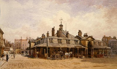 Uitzicht op de Oxford Market, St. Marylebone, ca. 1880 door John Crowther