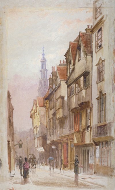 Uitzicht op Wych Street, Westminster, kijkend naar het oosten vanaf de New Inn poort, Londen, c1880 door John Crowther
