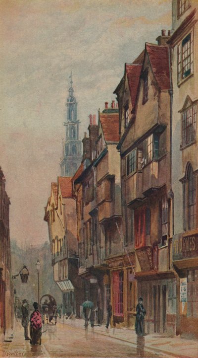 Uitzicht op Wych Street, Westminster, kijkend naar het oosten vanaf de New Inn-poort, Londen, ca. 1880 door John Crowther