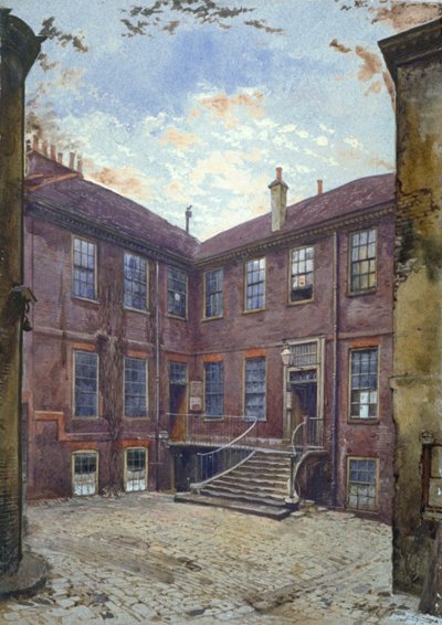 Zicht op een oud huis in Great Winchester Street, City of London, 1880 door John Crowther