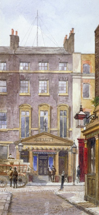 Uitzicht op het New Royalty Theatre, Dean Street, Westminster, Londen, 1882 door John Crowther