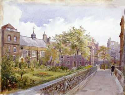 Zicht op het Staple Inn en tuin, Londen, 1882 door John Crowther