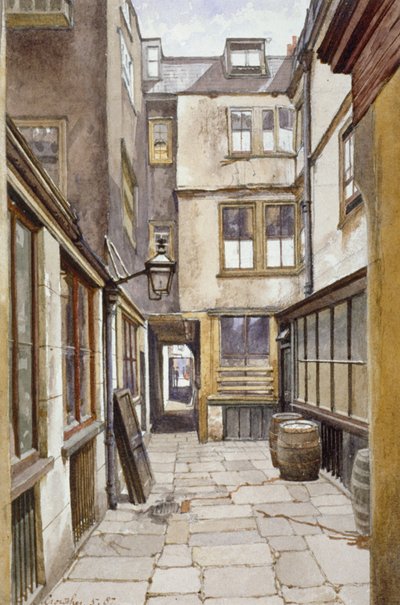 Uitzicht op de binnenplaats naar de Adelphi Club, Westminster, Londen door John Crowther