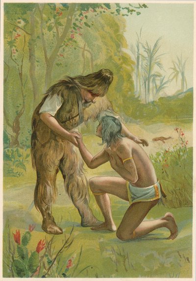 Scène uit Robinson Crusoe door Daniel Defoe door John Dawson Watson